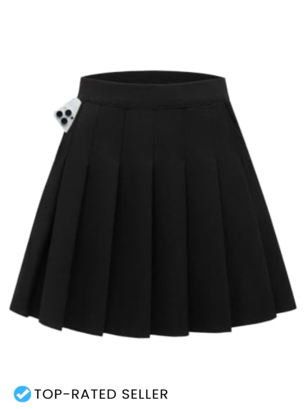 Women's Pleated Mini Skirt High Waisted A-Line Skater Skirt Elastic Waist